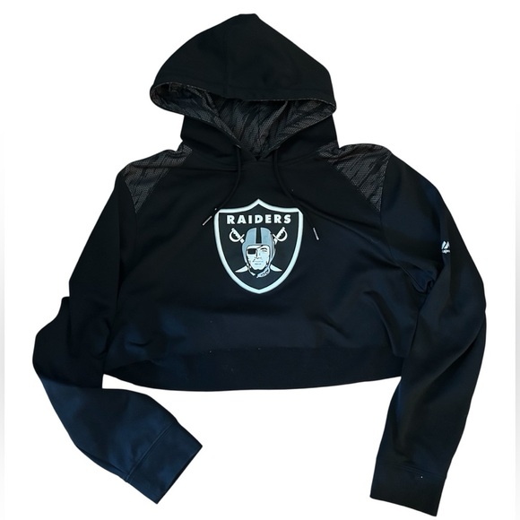 Los Vegas Black Raiders Crop Top Hoodie - Picture 1 of 6